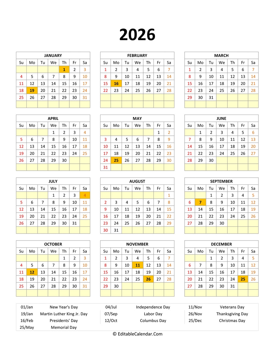 March 2026 Editable Calendar