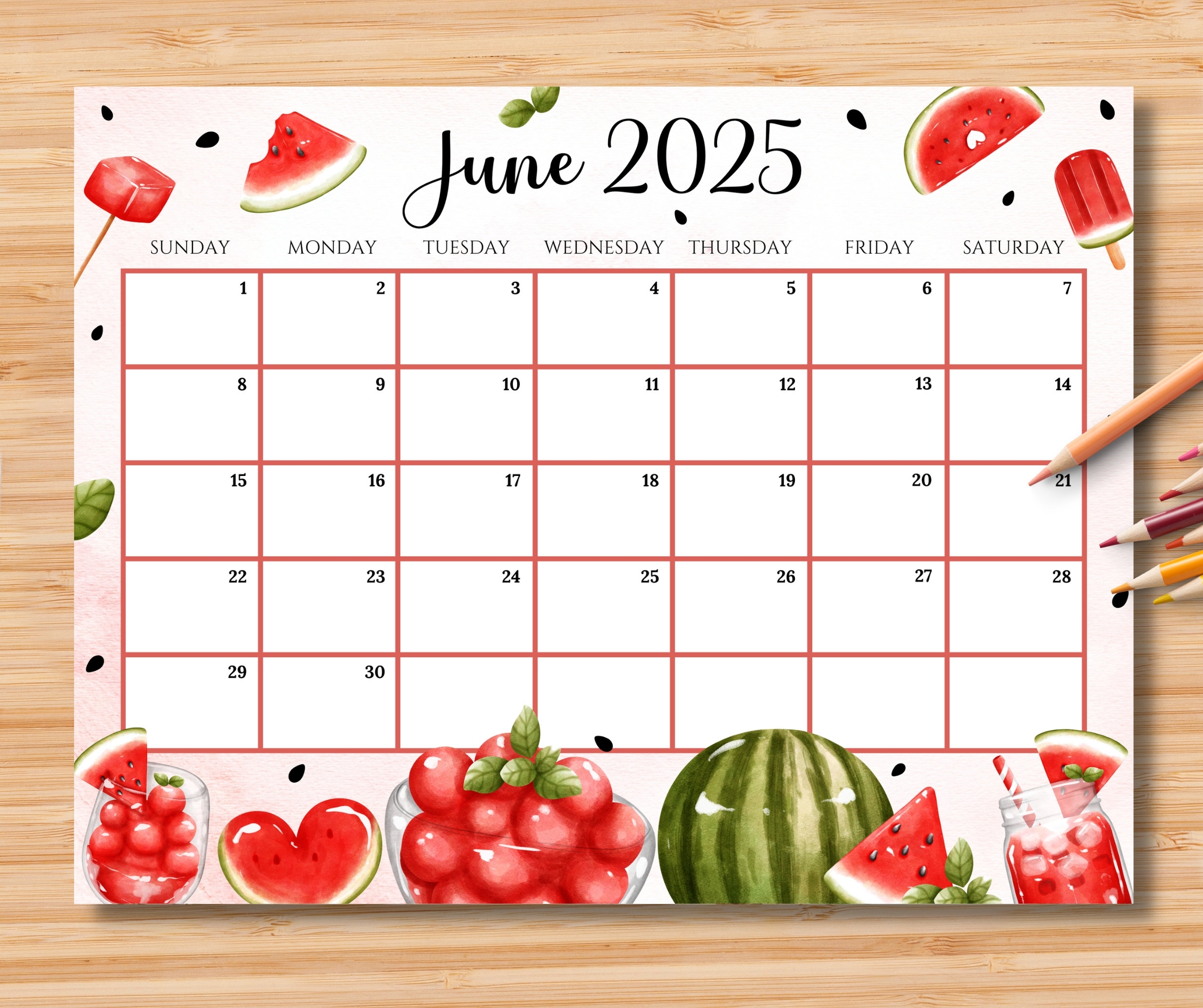 2025 Calendar June July