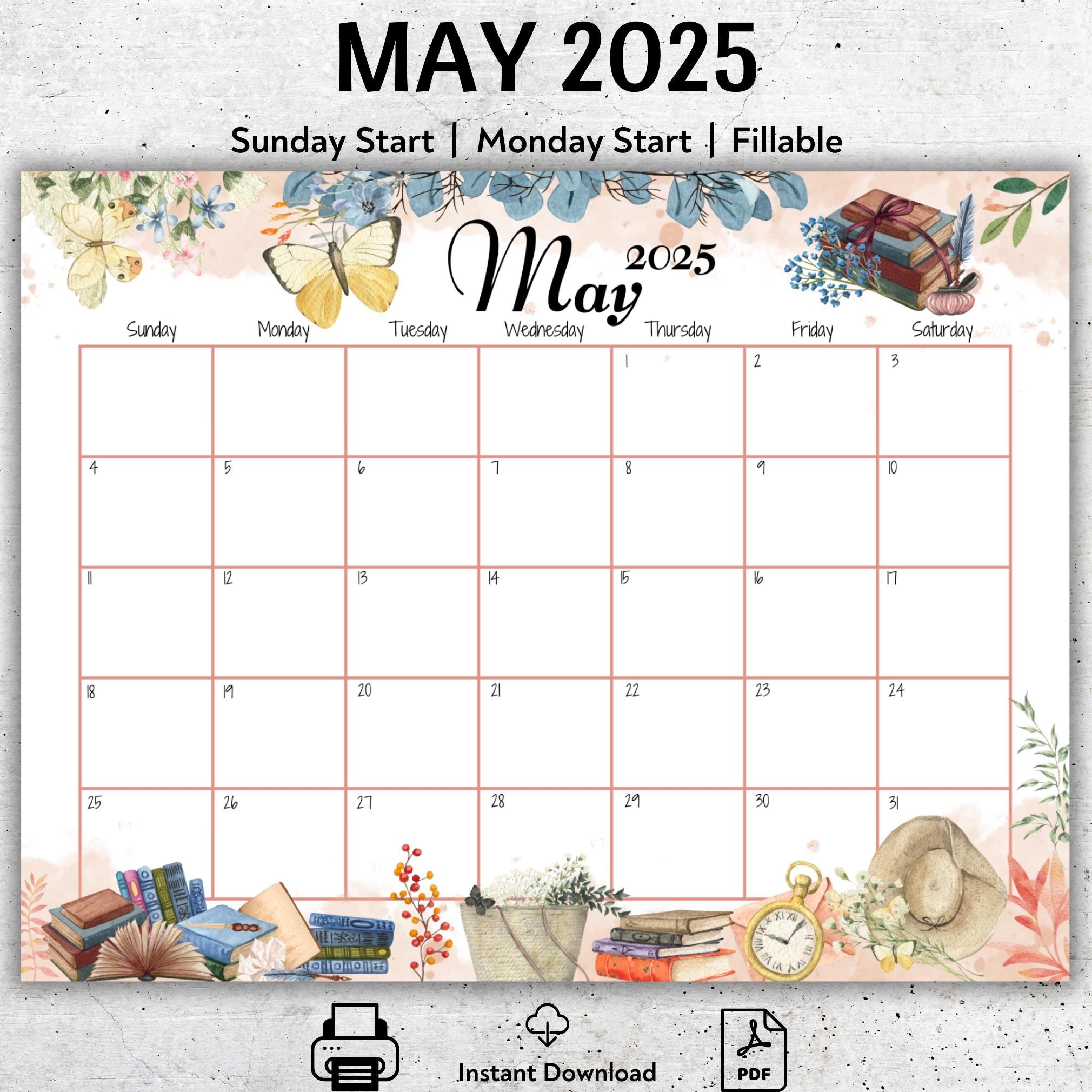 Fillable Calendar May 2025
