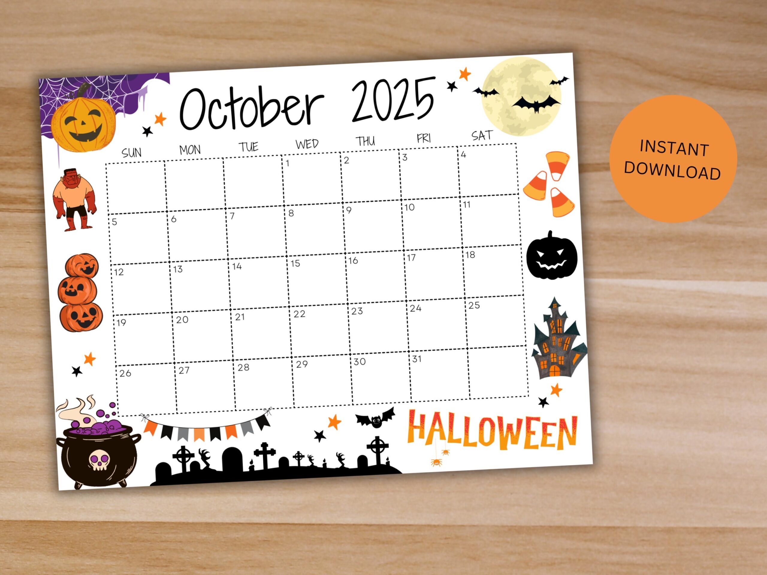 Editable October 2025 Calendar Printable Calendar 2025 Wall 