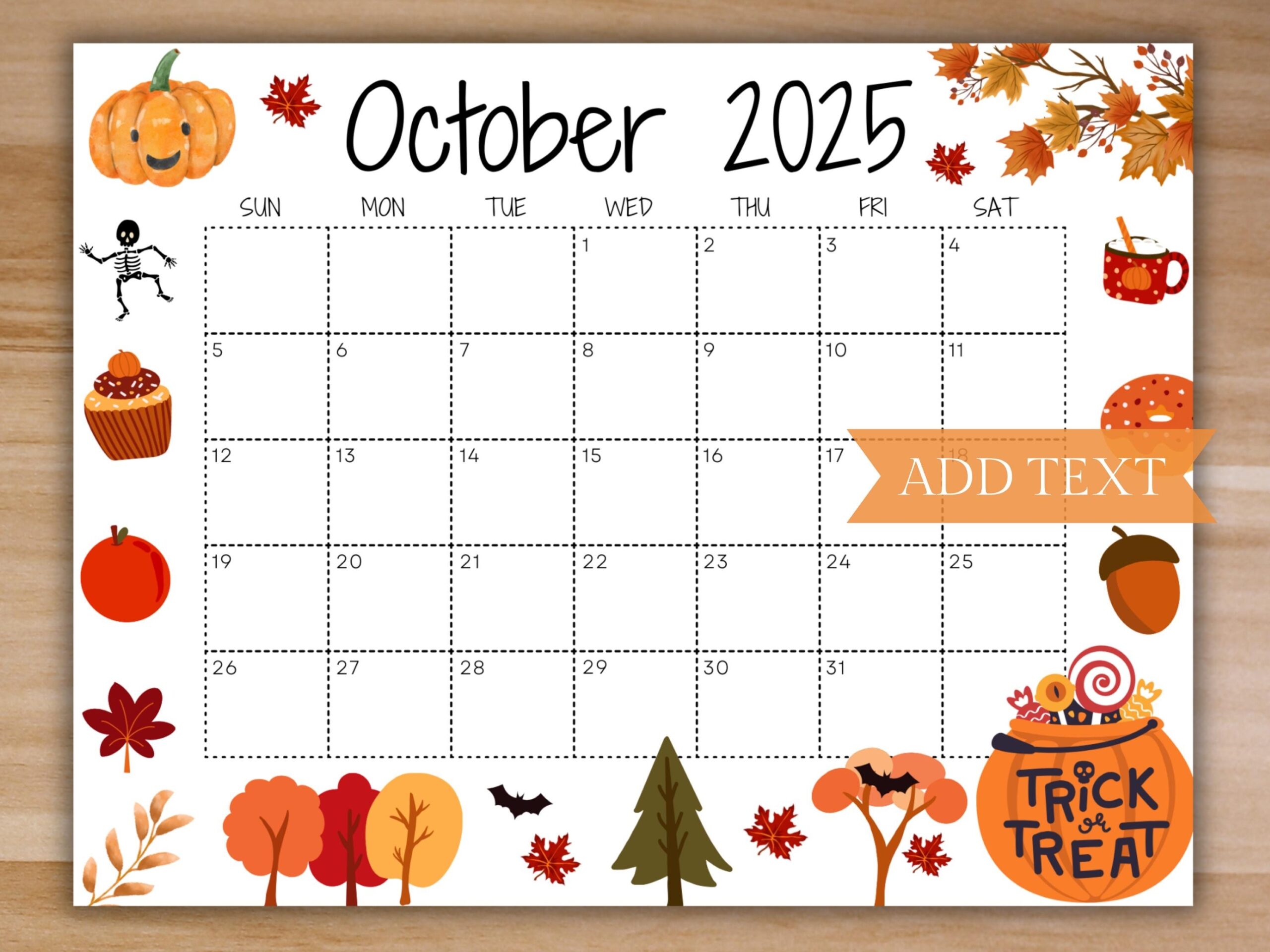 Editable October 2025 Calendar Printable Calendar School Calendar Cute Fall Trick Or Treat Calendar Monthly Calendar Classroom Calendar Etsy Israel