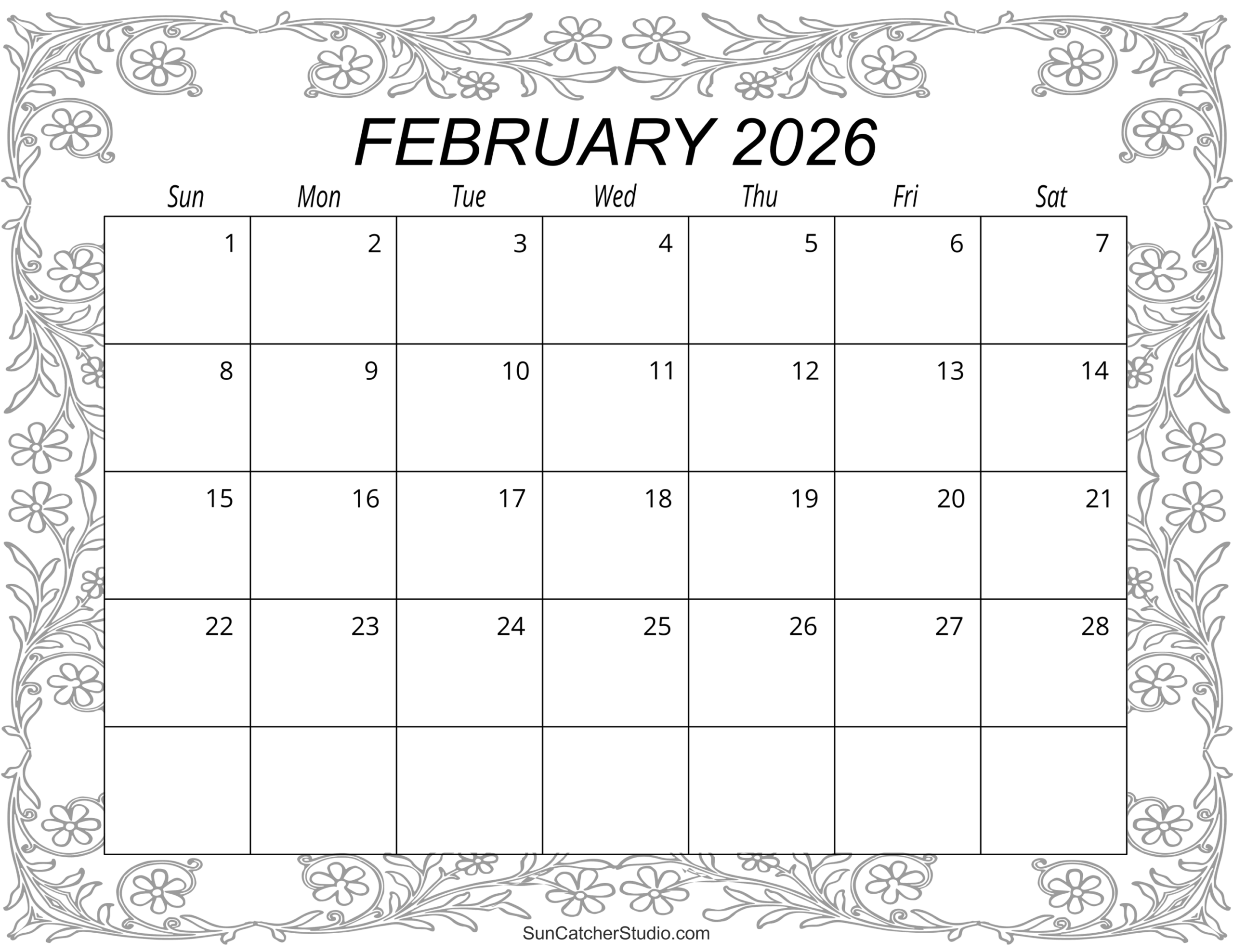 Free February 2026 Calendar