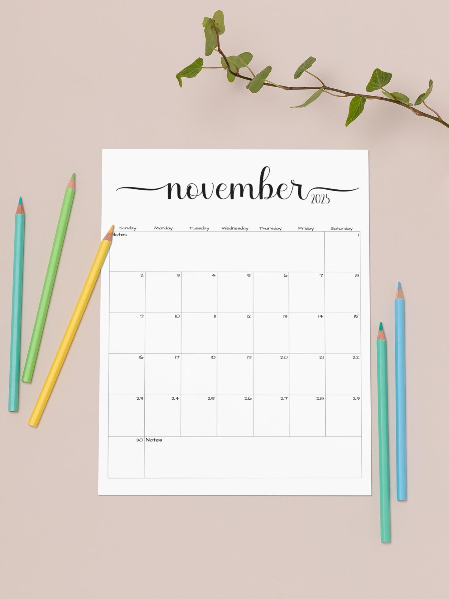 Fillable November 2025 Calendar