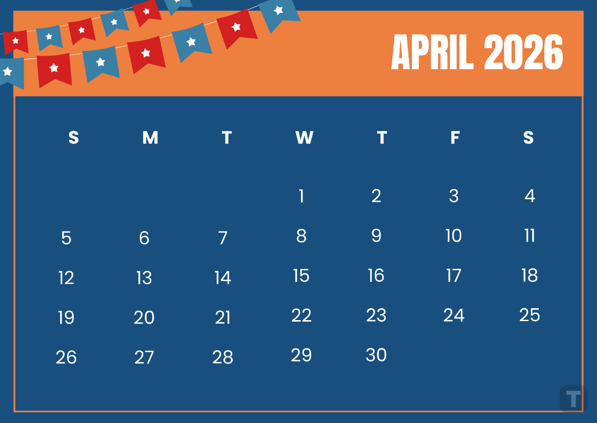 April Editable Calendar 2026
