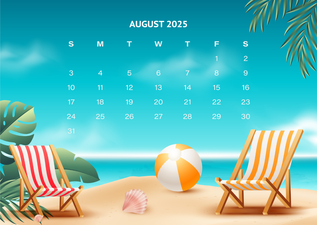 August Calendar Wallpaper 2025