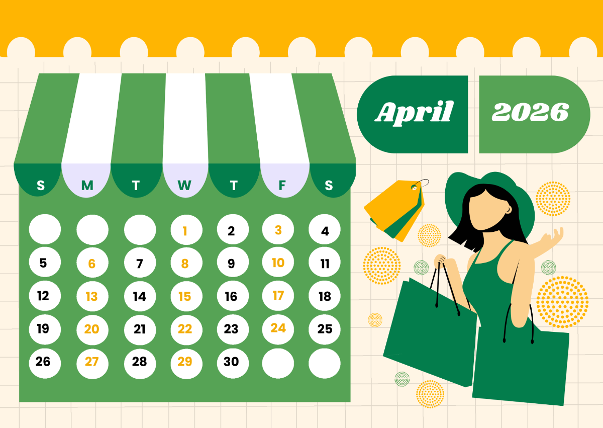 Free Creative Round April 2026 Calendar Template To Edit Online