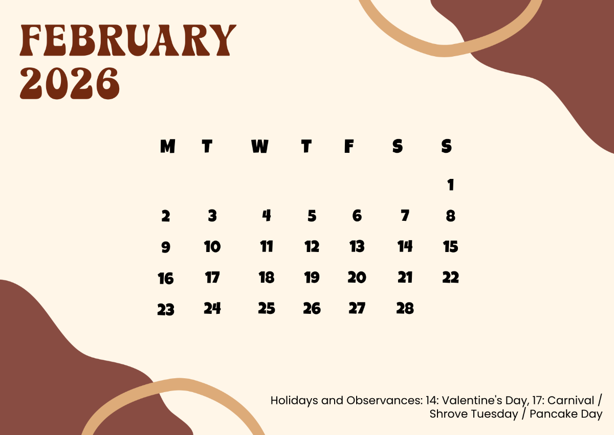 Free February 2026 Illustrated Background Calendar Template To Edit Online