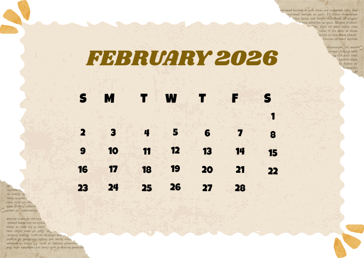 February Calendar Wallpaper 2026