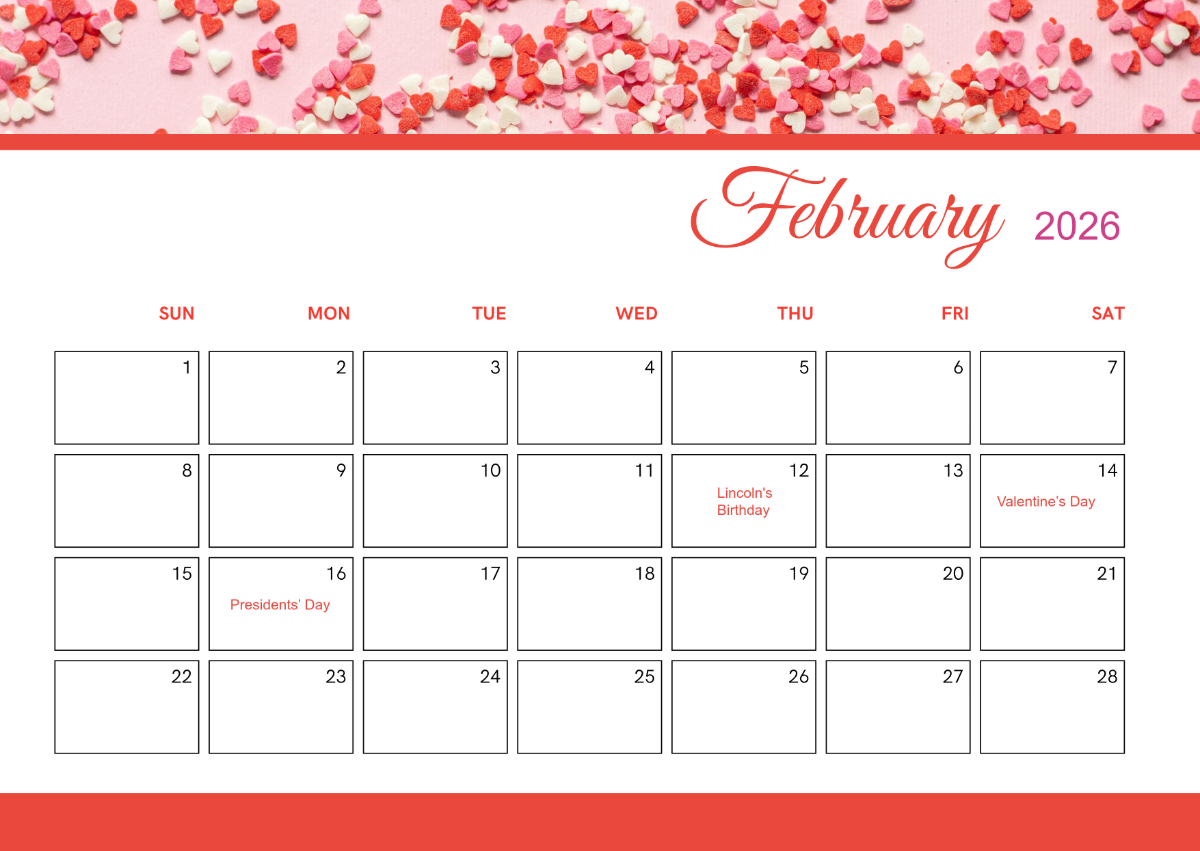 Free February Calendar 2026 Templates To Edit Online