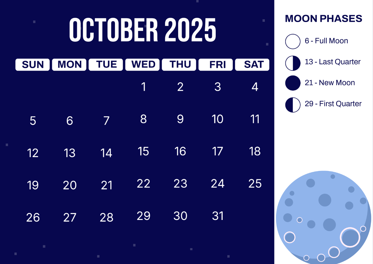 Moon Calendar 2025 October