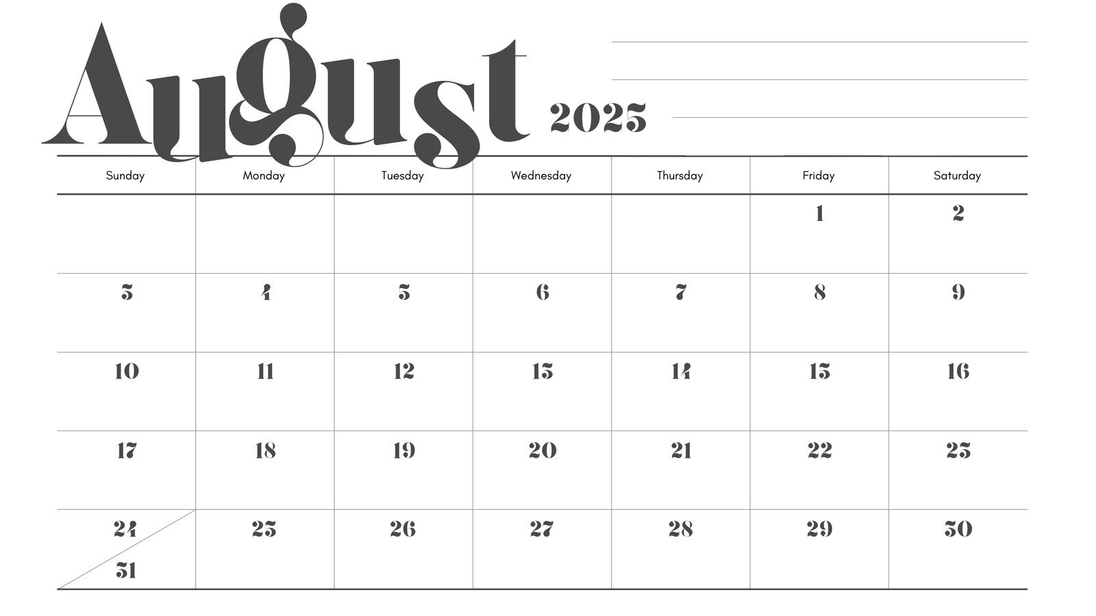 August 20 2025 Calendar