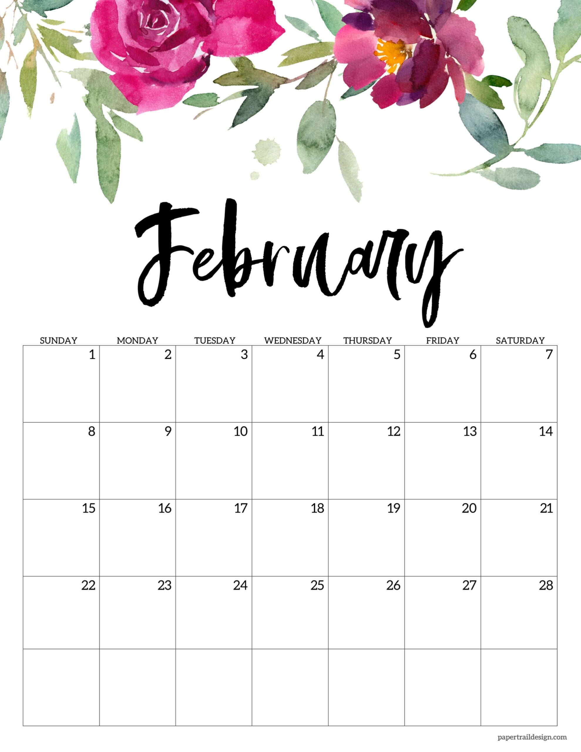 February Calendar 2026 Printable