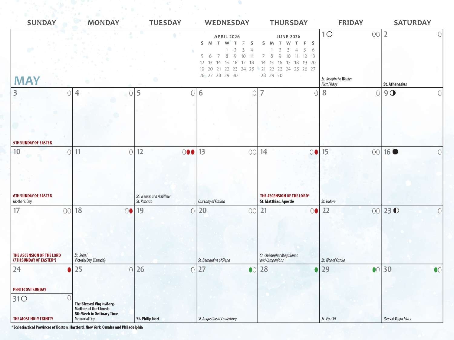 Catholic Calendar May 2026