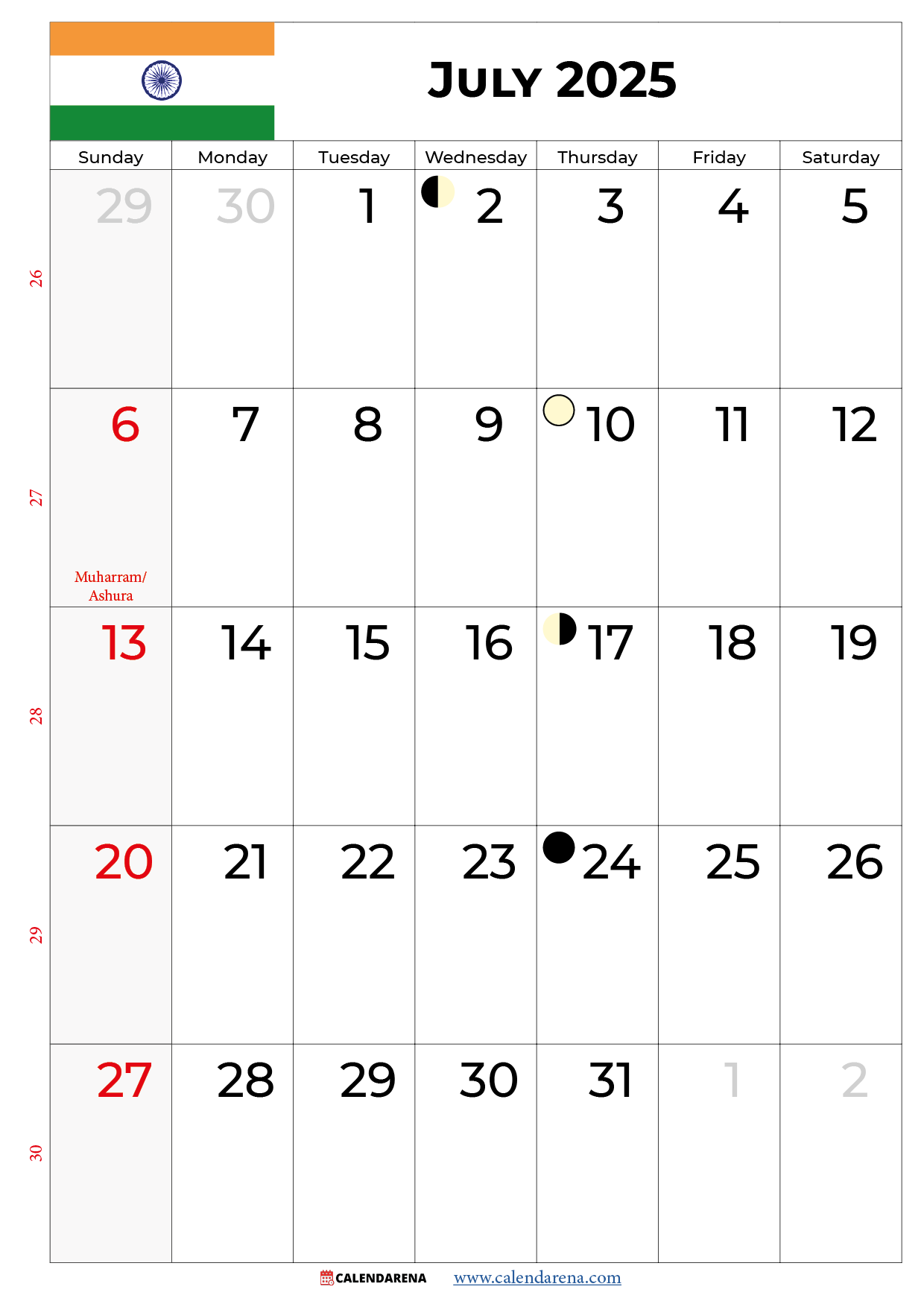 Month Of July Calendar 2025