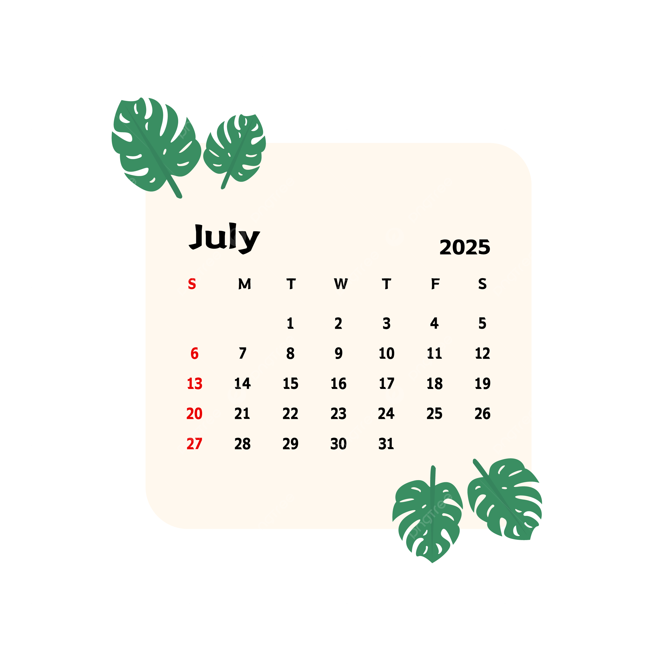 July 2025 Calendar Background