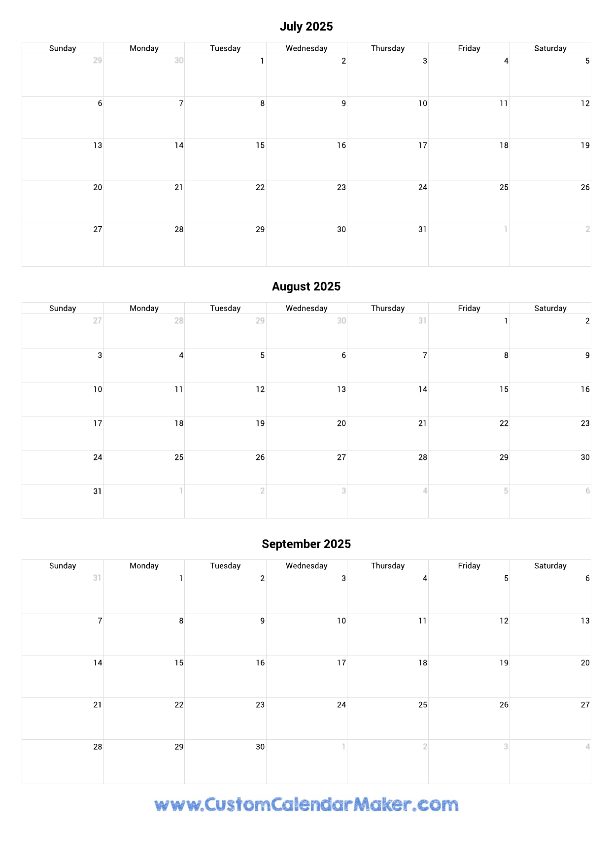 Calendar For August And September 2025
