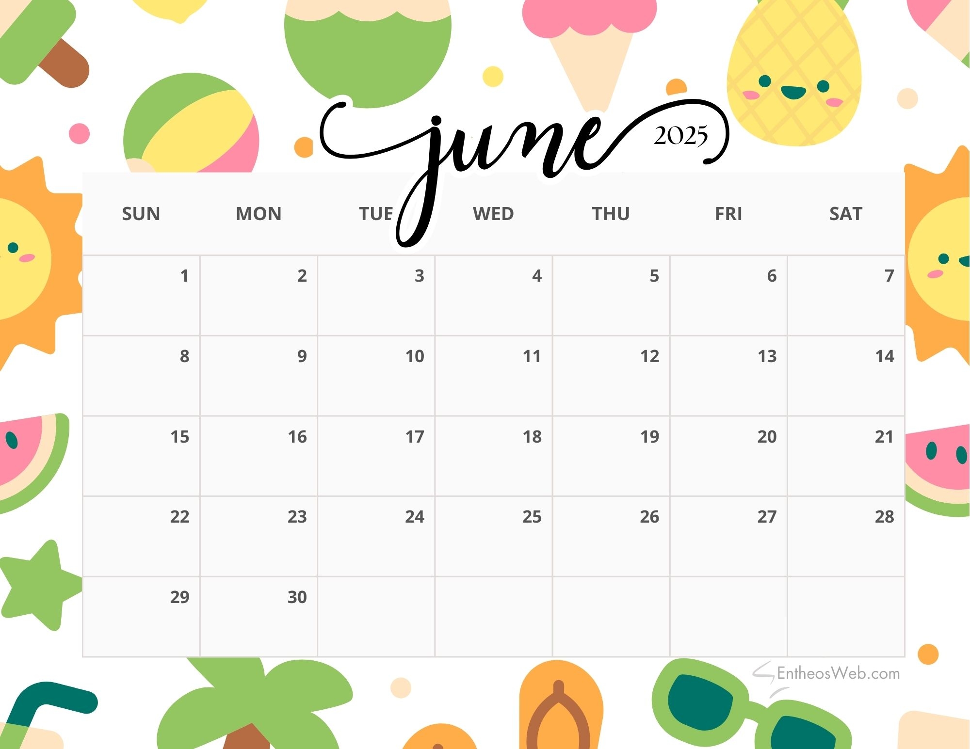 Calendar For June And July 2025
