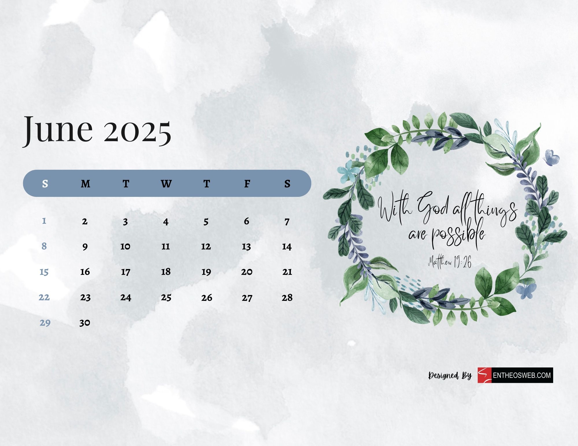 June 2025 Calendar Desktop Wallpaper