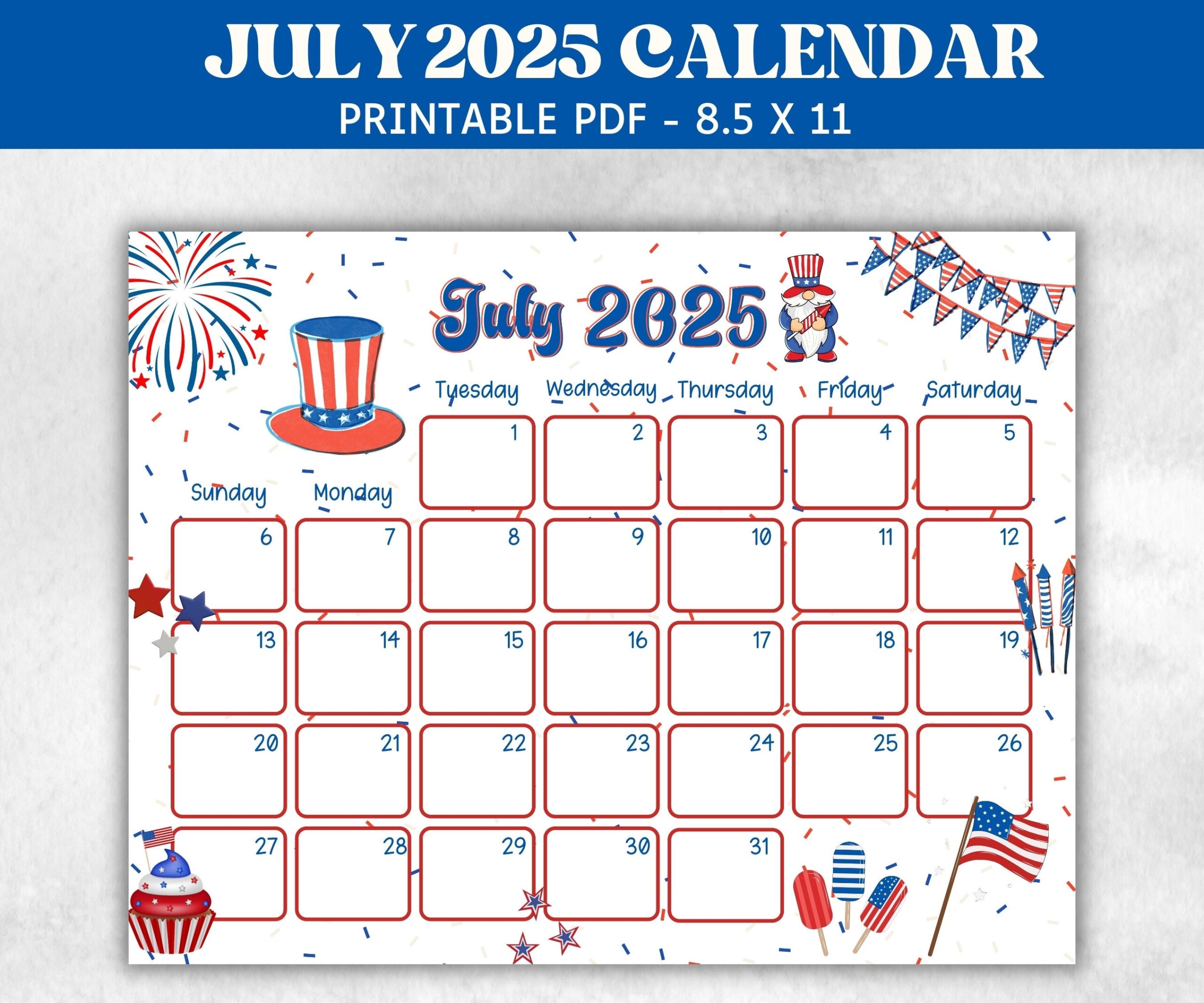 Calendar Template For July 2025