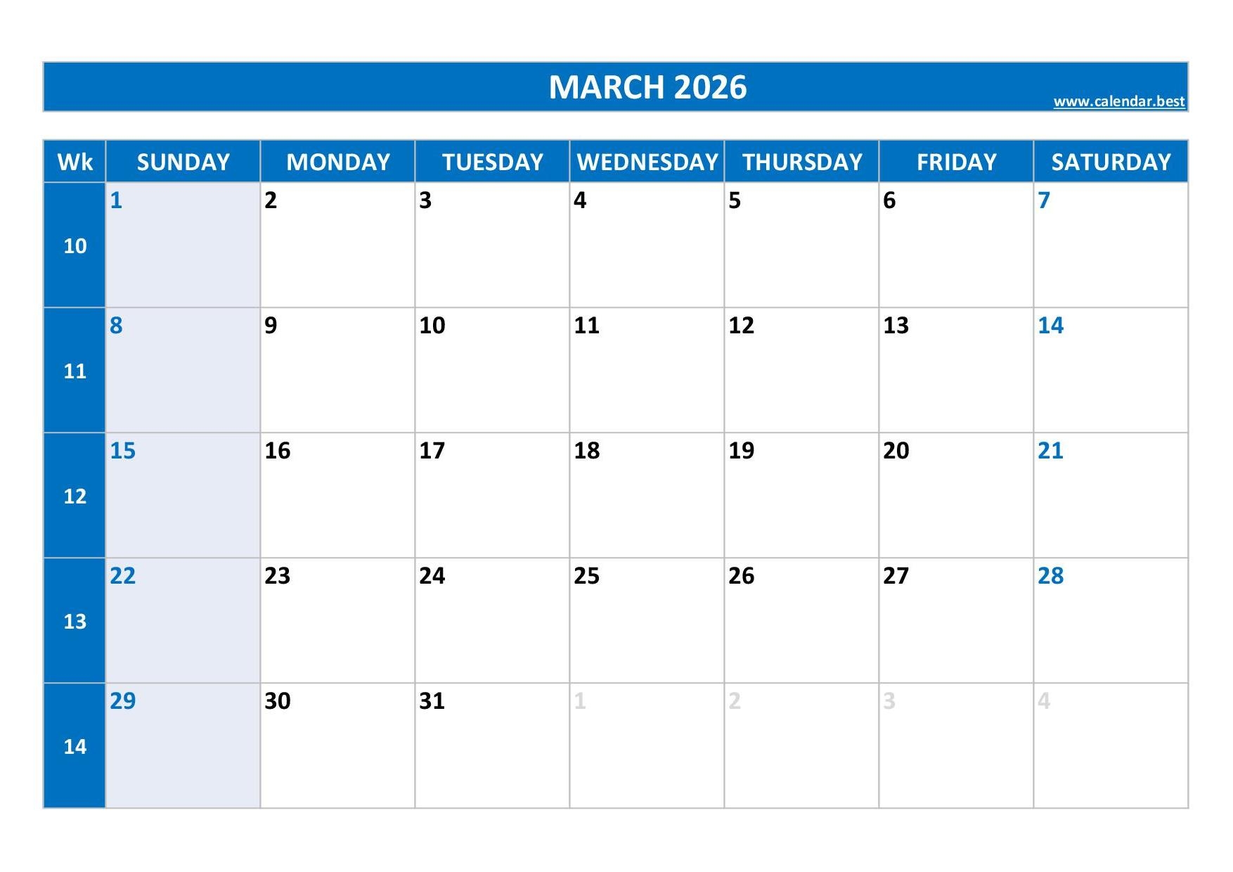 Calendar February And March 2026
