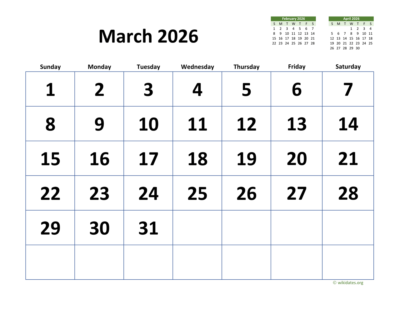 Feb And March 2026 Calendar