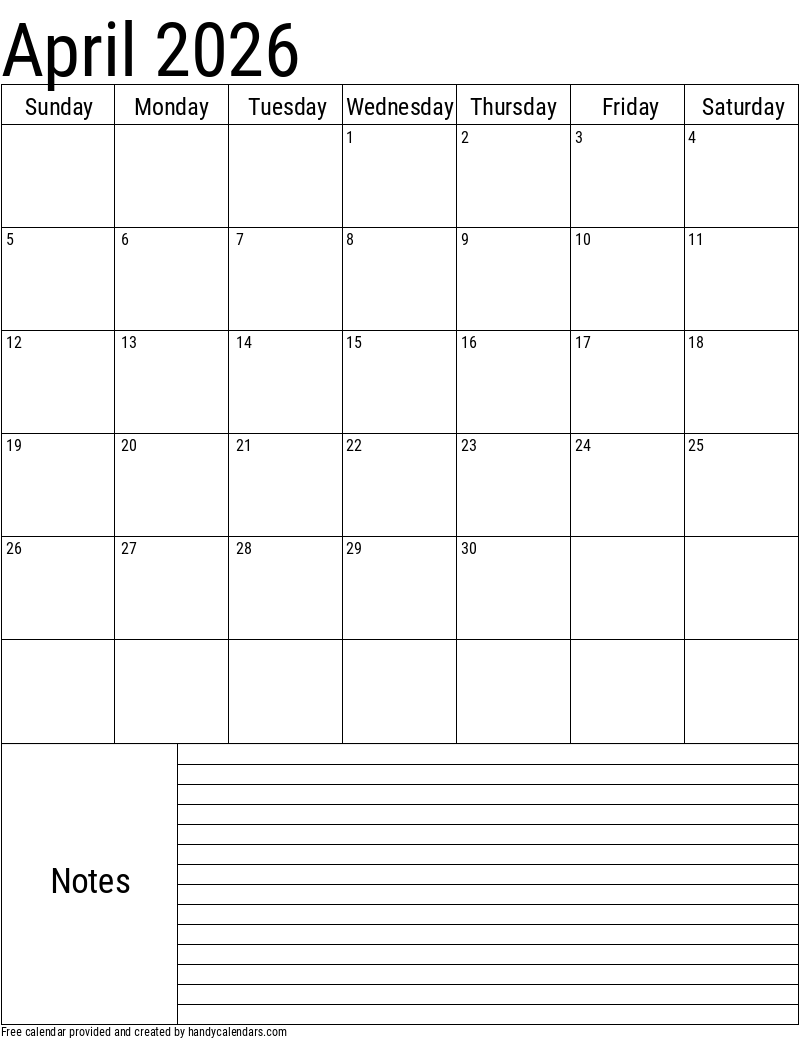 Blank Calendar March 2026