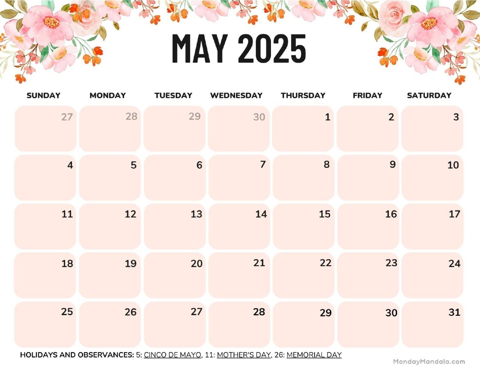May 2025 Calendar Cute