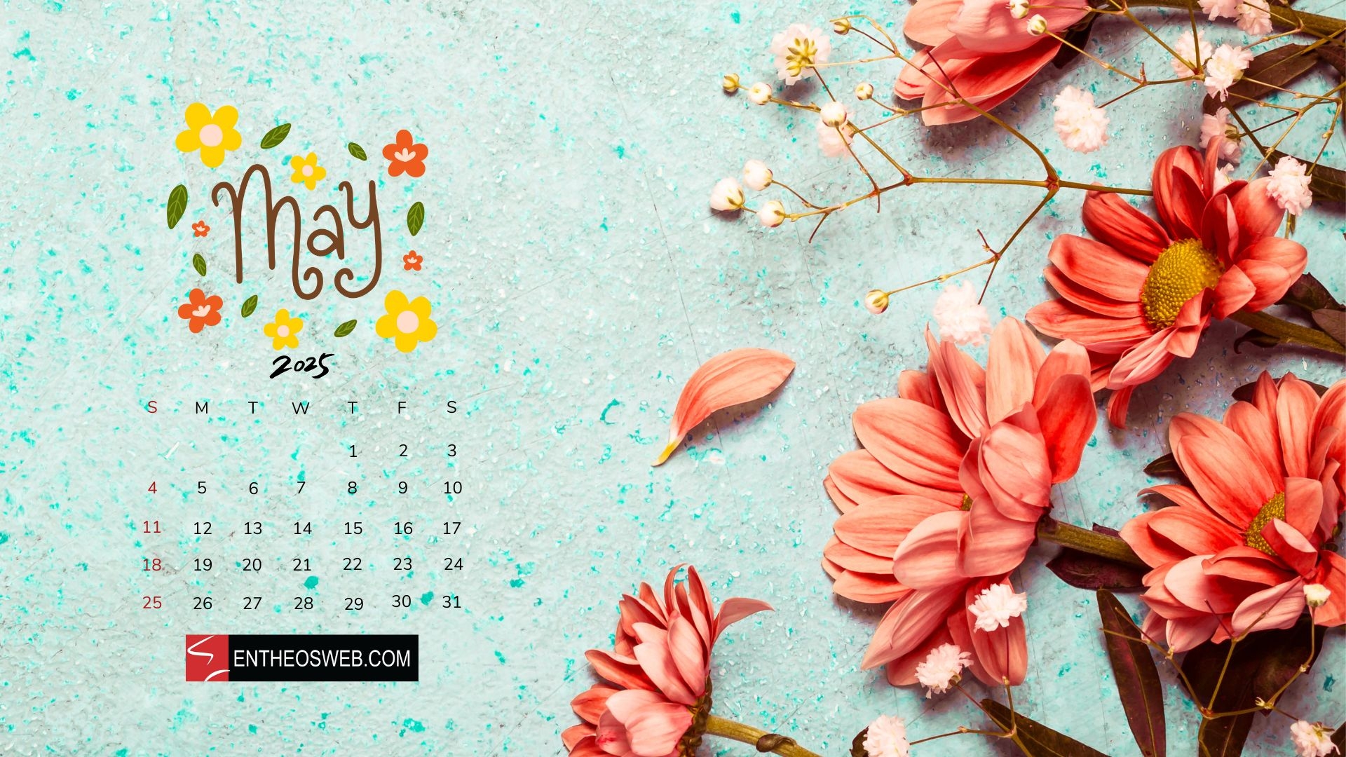 May Calendar 2025 Desktop Wallpaper