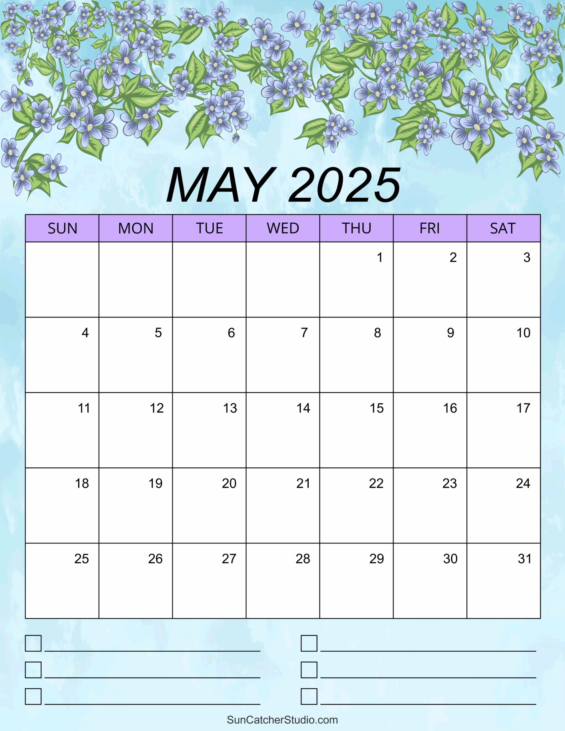 May Calendar 2025 Editable