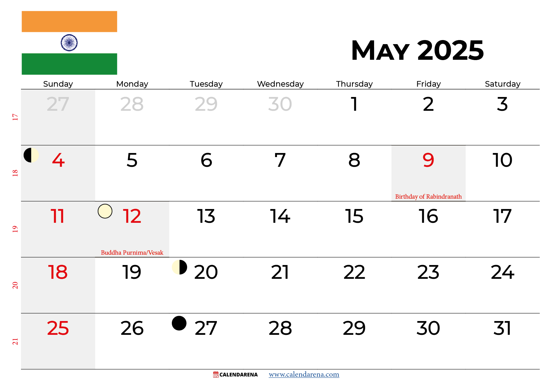 Calender 2025 May