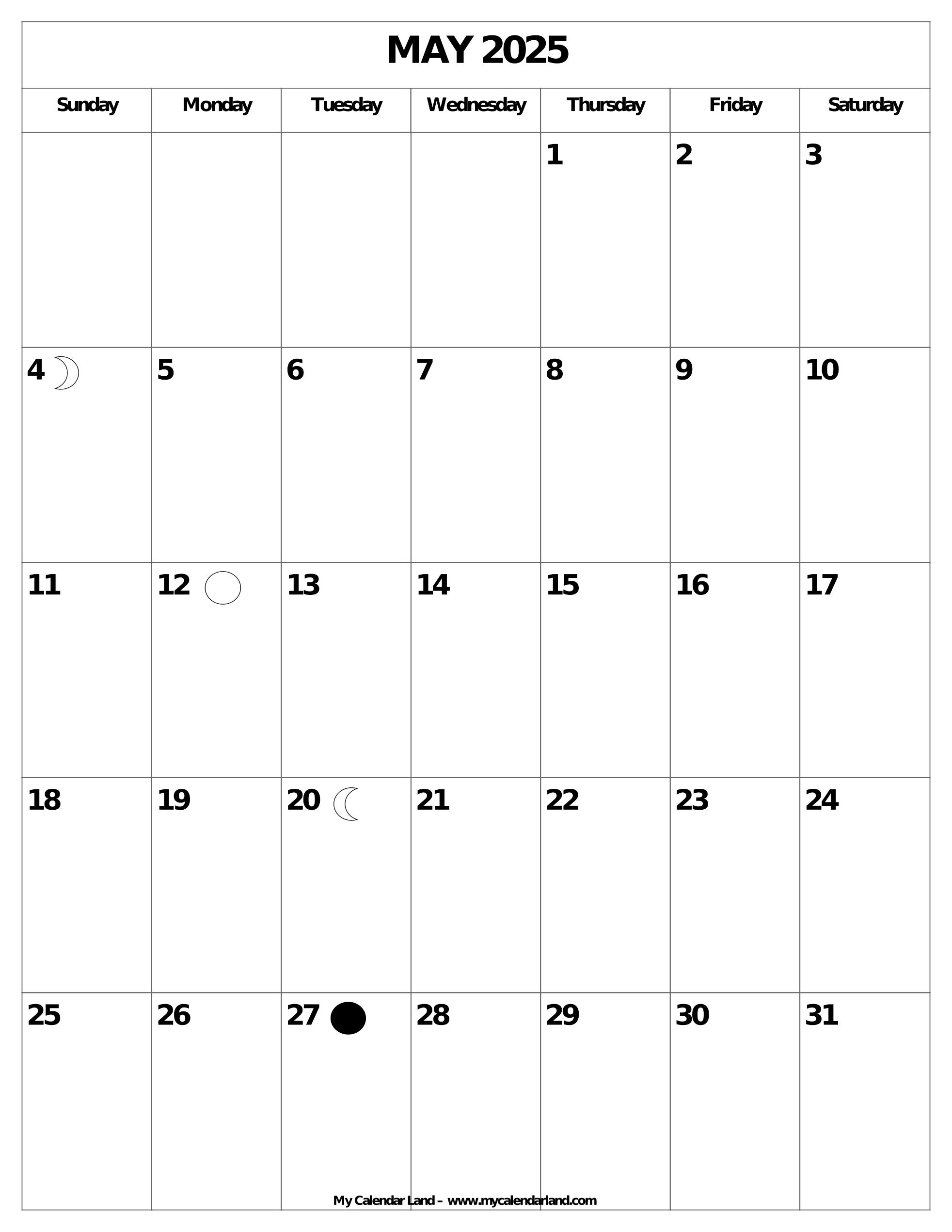 May 2025 Blank Calendar