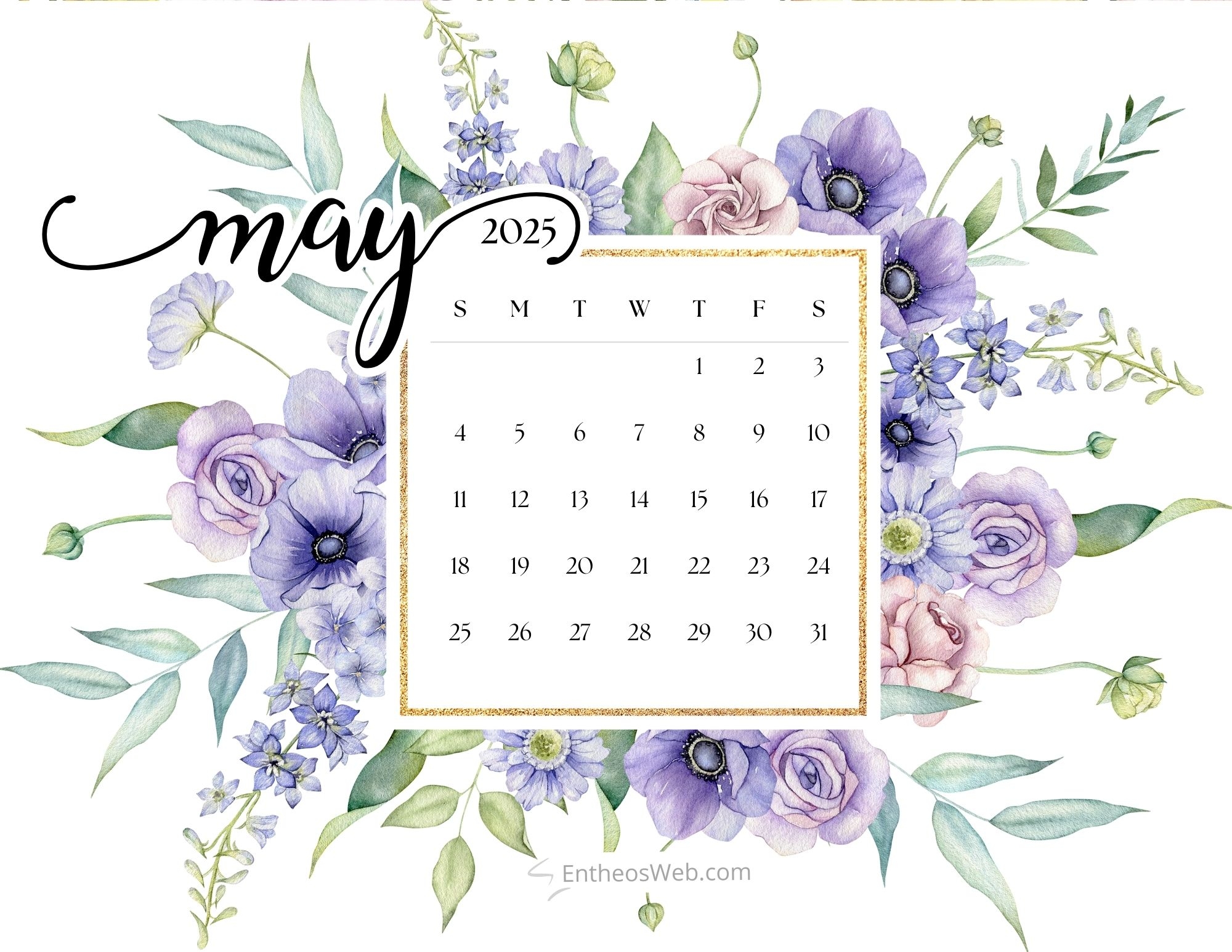 May 2025 Calendar Desktop Wallpaper