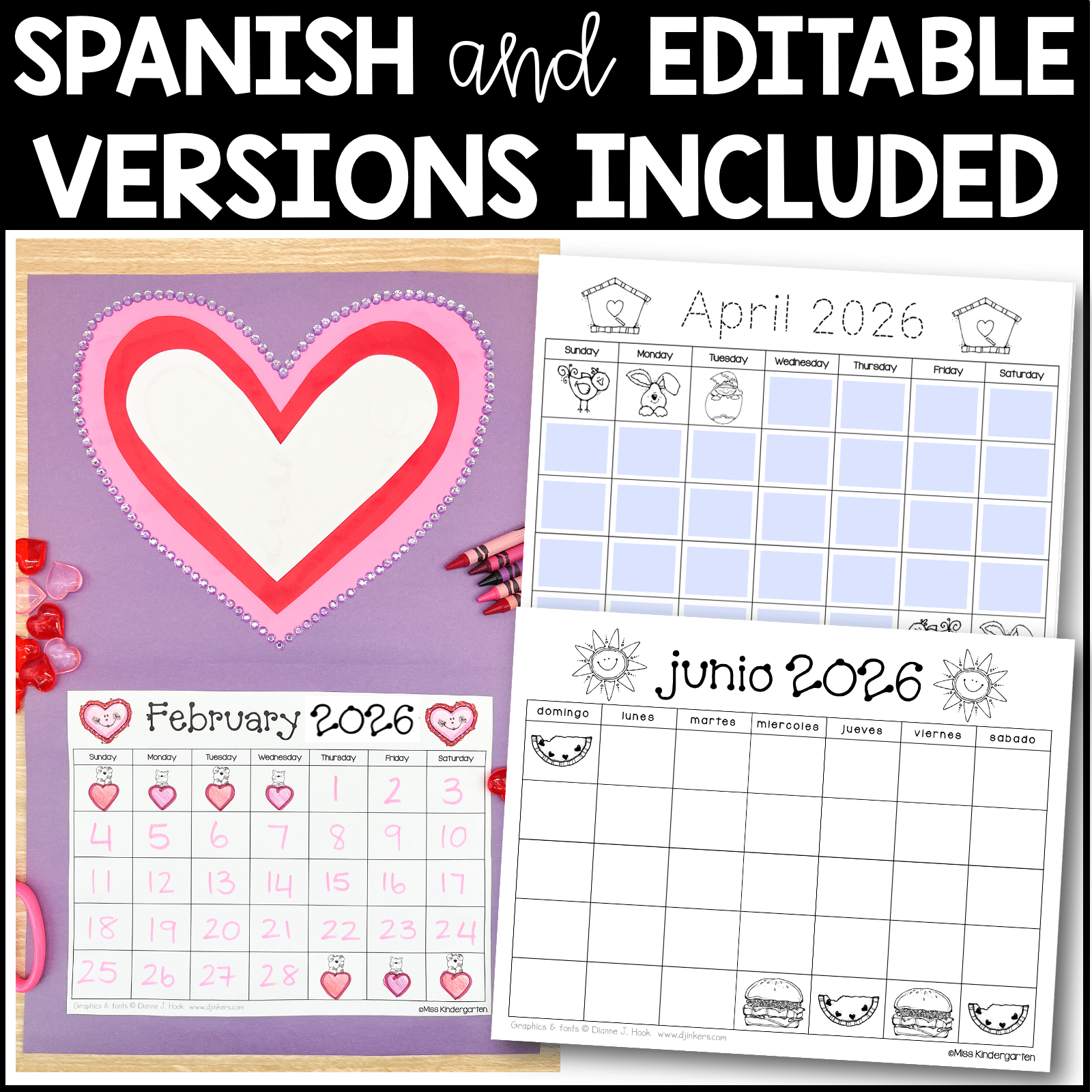 Monthly Editable Calendar Templates 2025 2026 Plus Yearly Updates Miss Kindergarten