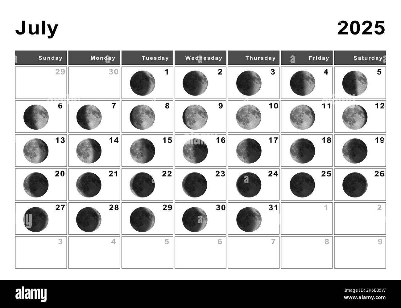 July Moon Calendar 2025