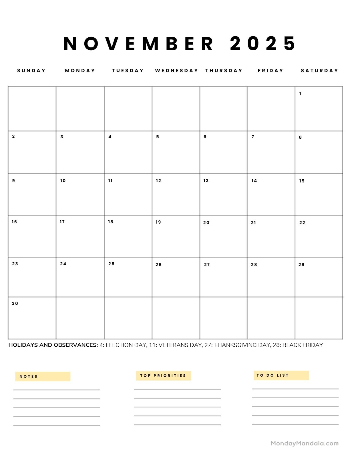 November 2025 Calendar 52 Free PDF Printables 
