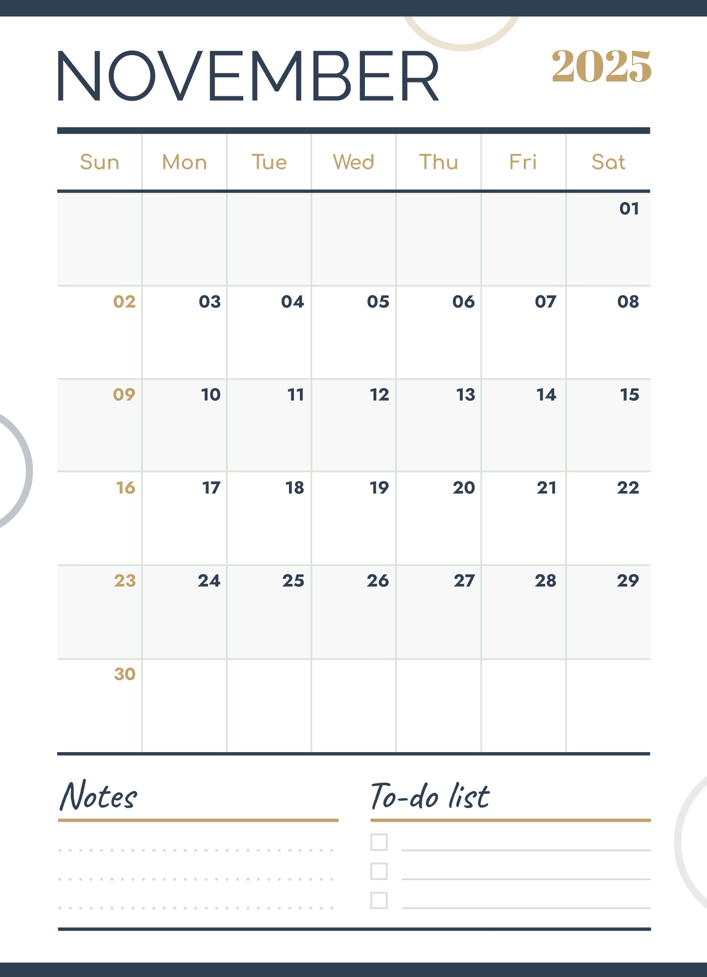 Fillable Calendar November 2025