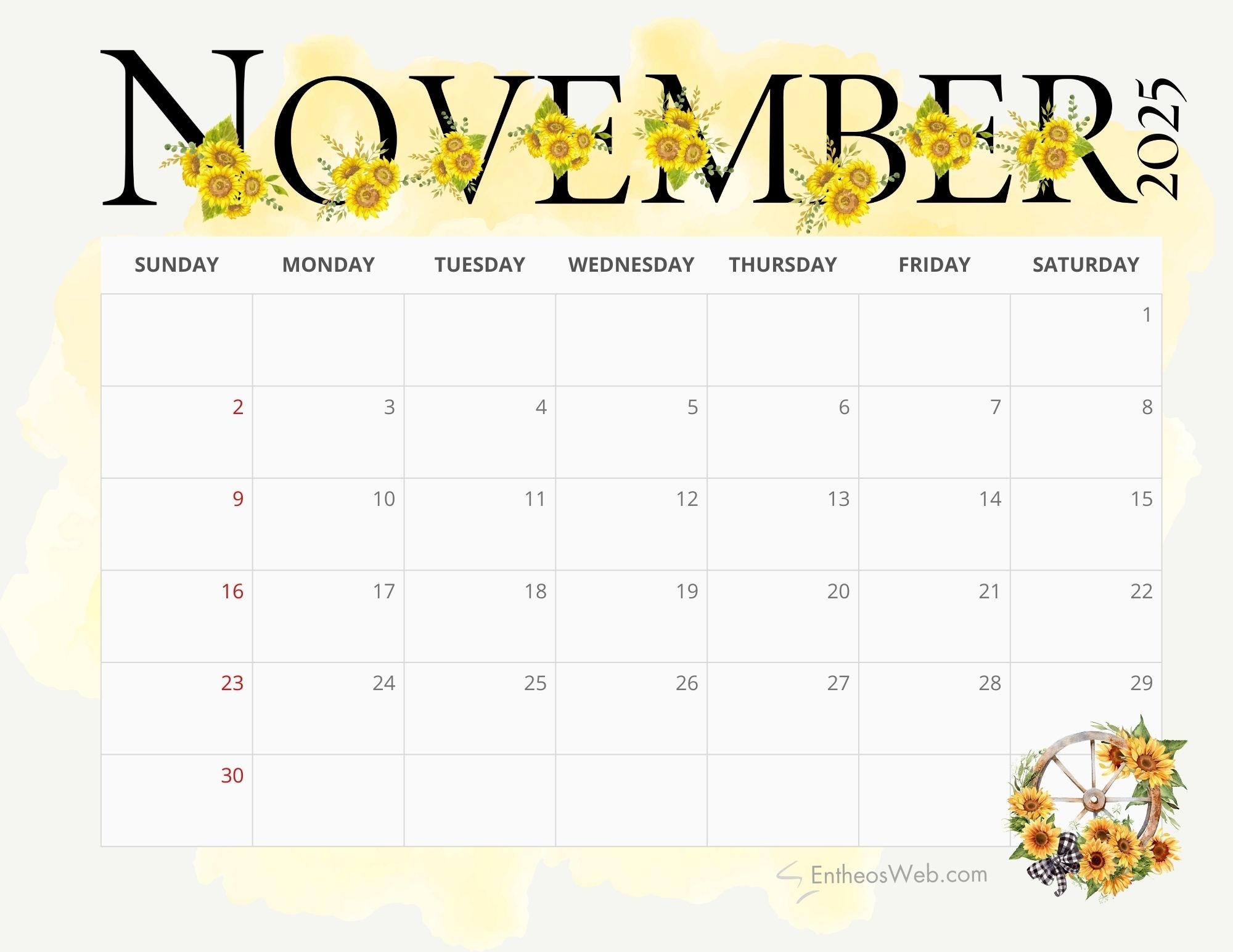 November 2025 Printable Calendar Free