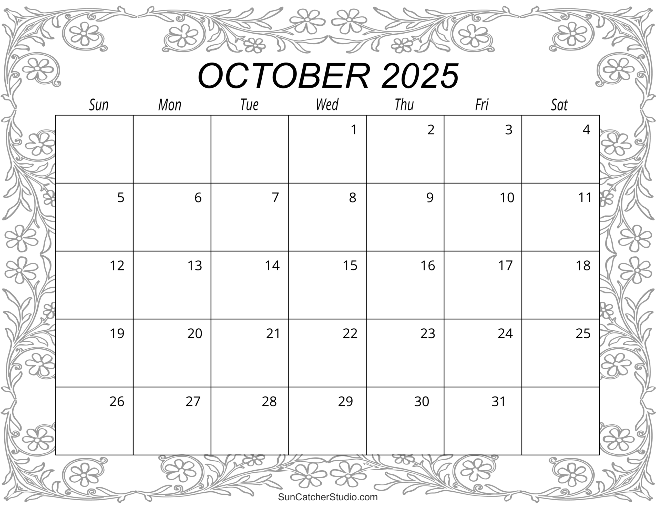Blank October Calendar 2025