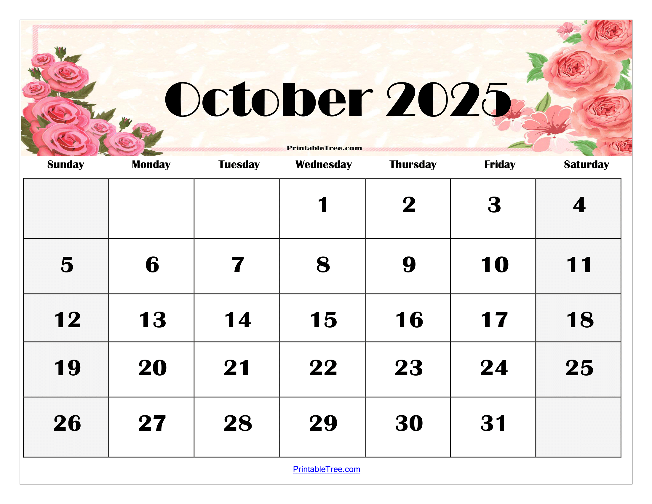 2025 October Calender