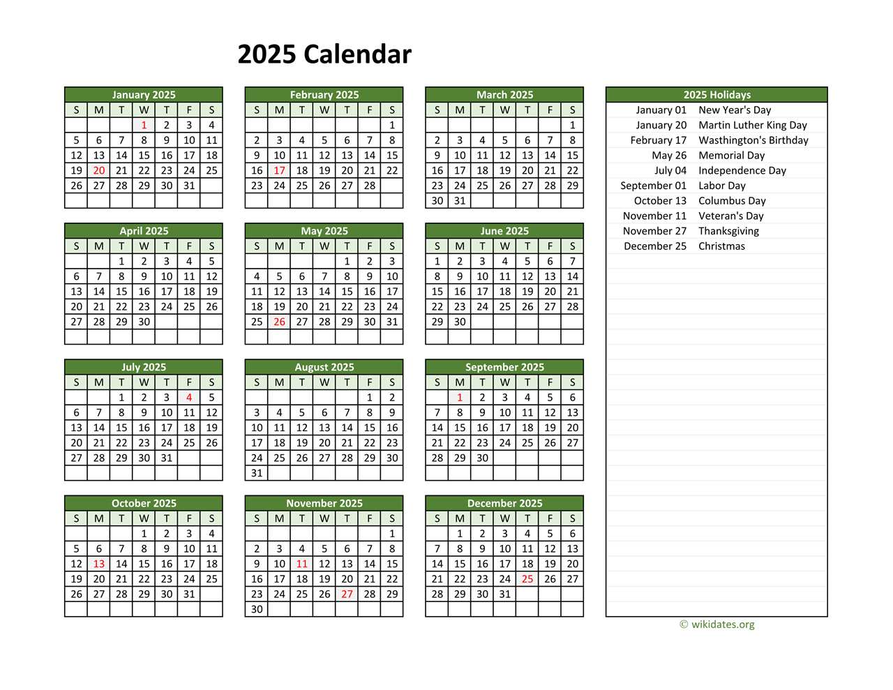 August 2025 Calendar Printable With Holidays