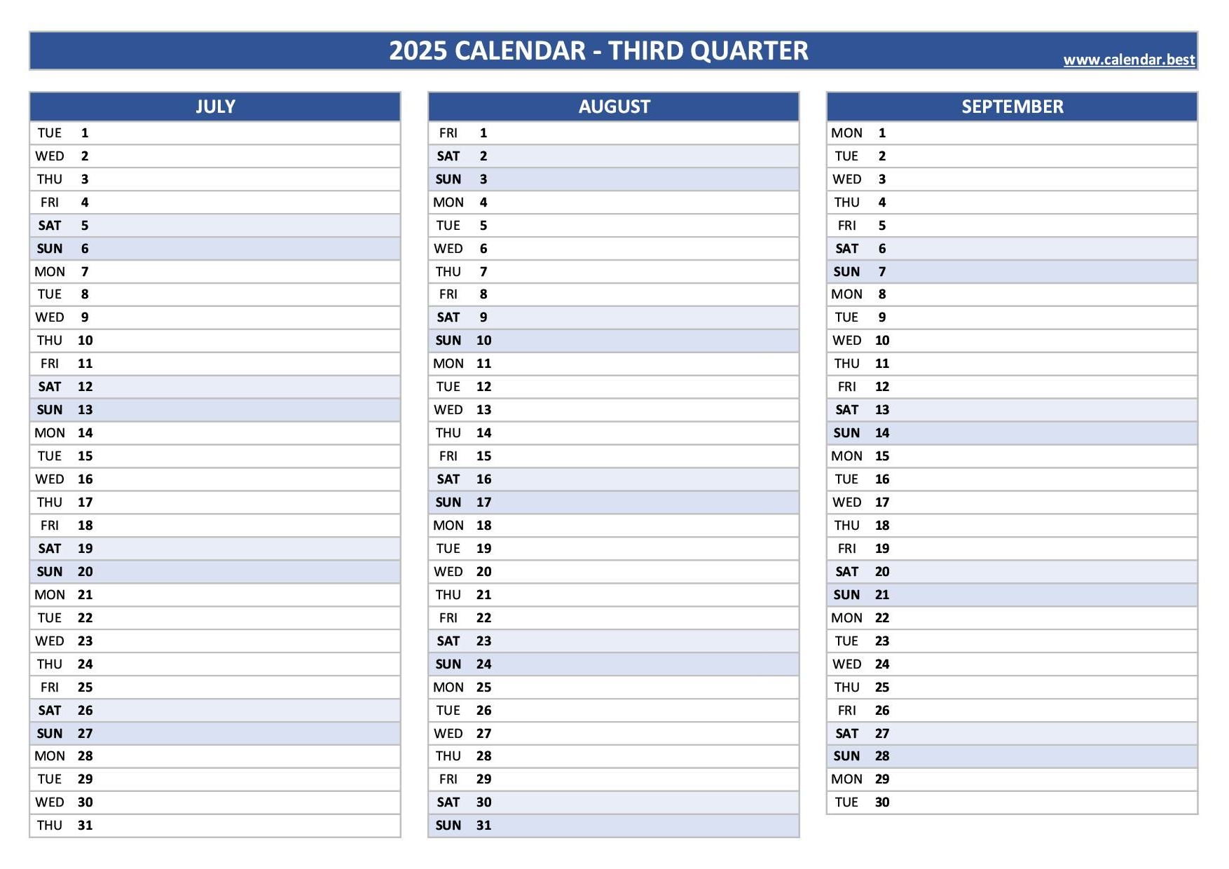 September 3 2025 Calendar