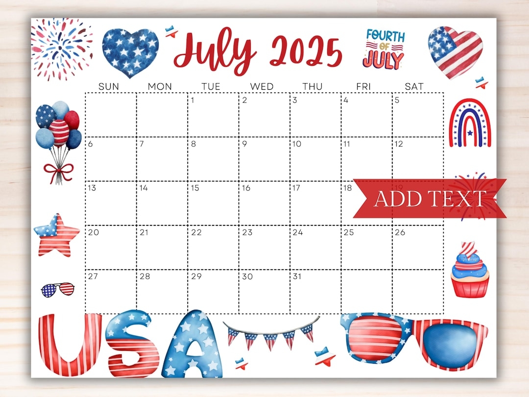 Free July 2025 Printable Calendar
