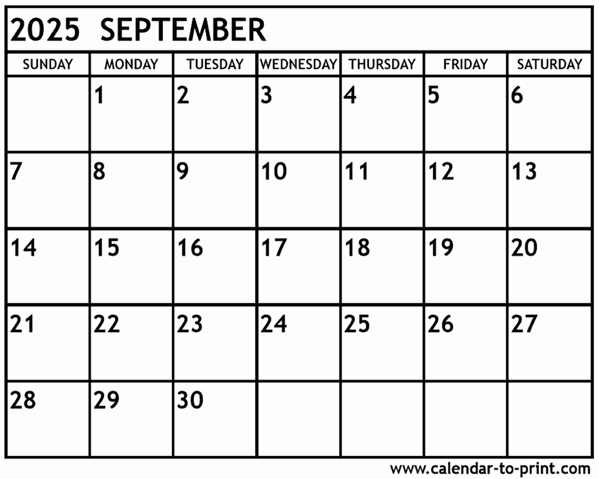 September 2025 Calendar Template Word