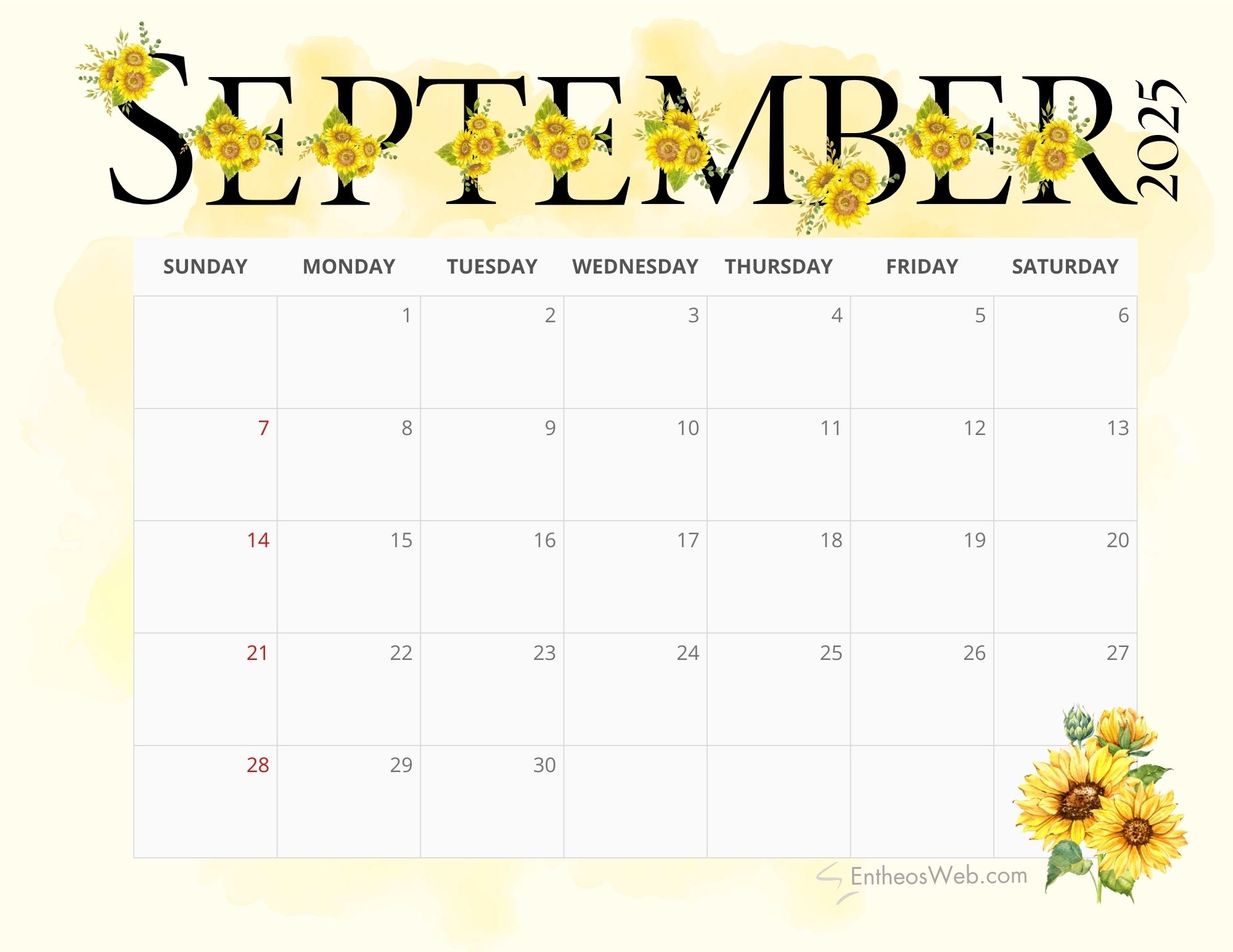 Printable Calendar For September 2025