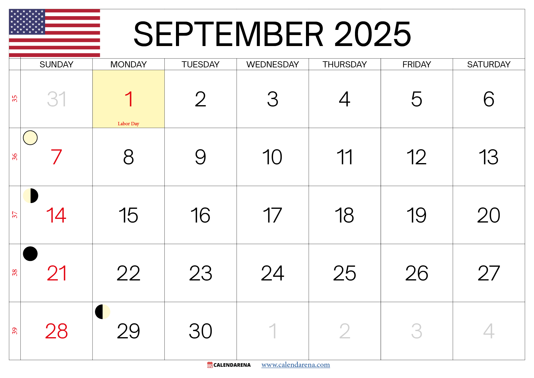 Monthly Calendar September 2025
