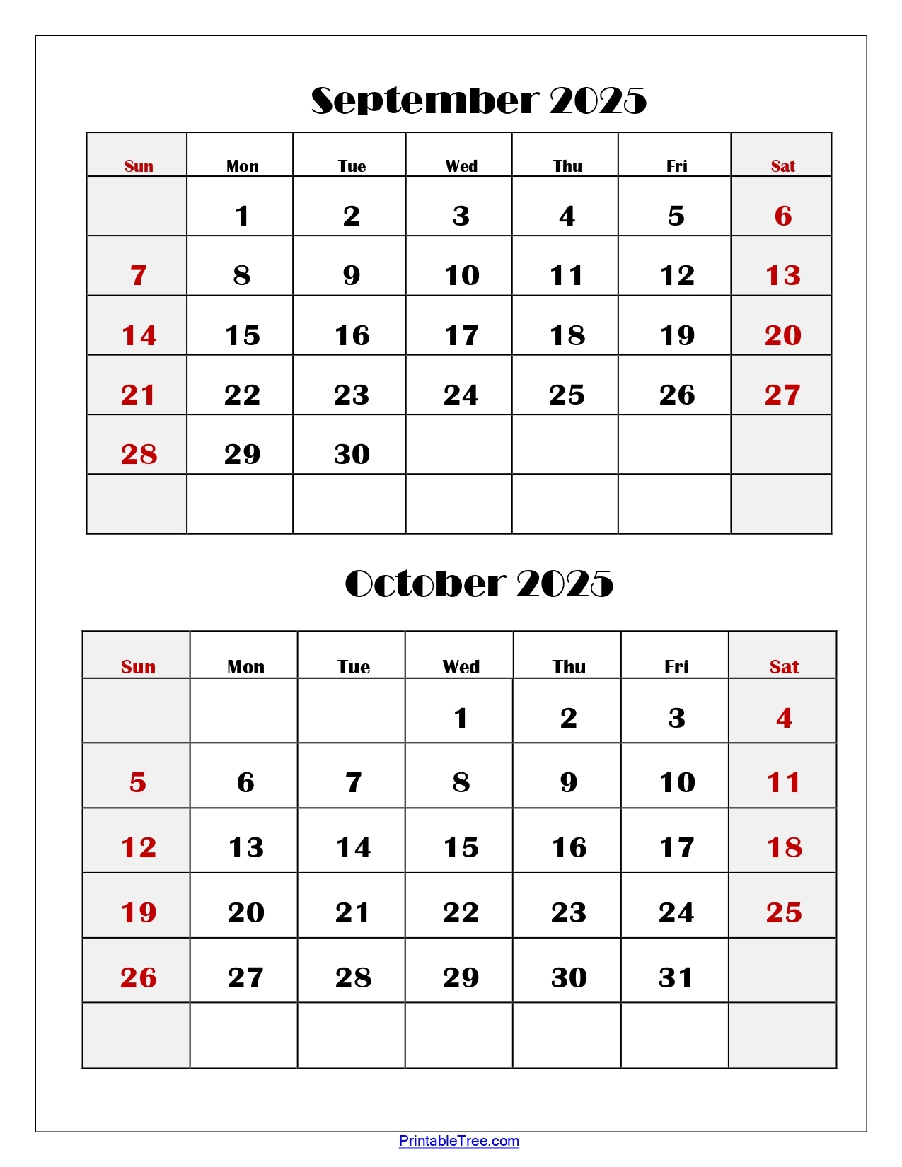 Calendar 2025 September And October