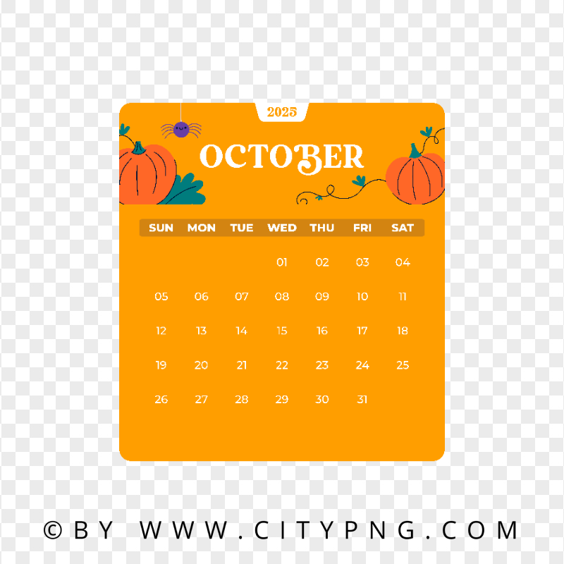 Vector 2025 October Month Calendar Citypng